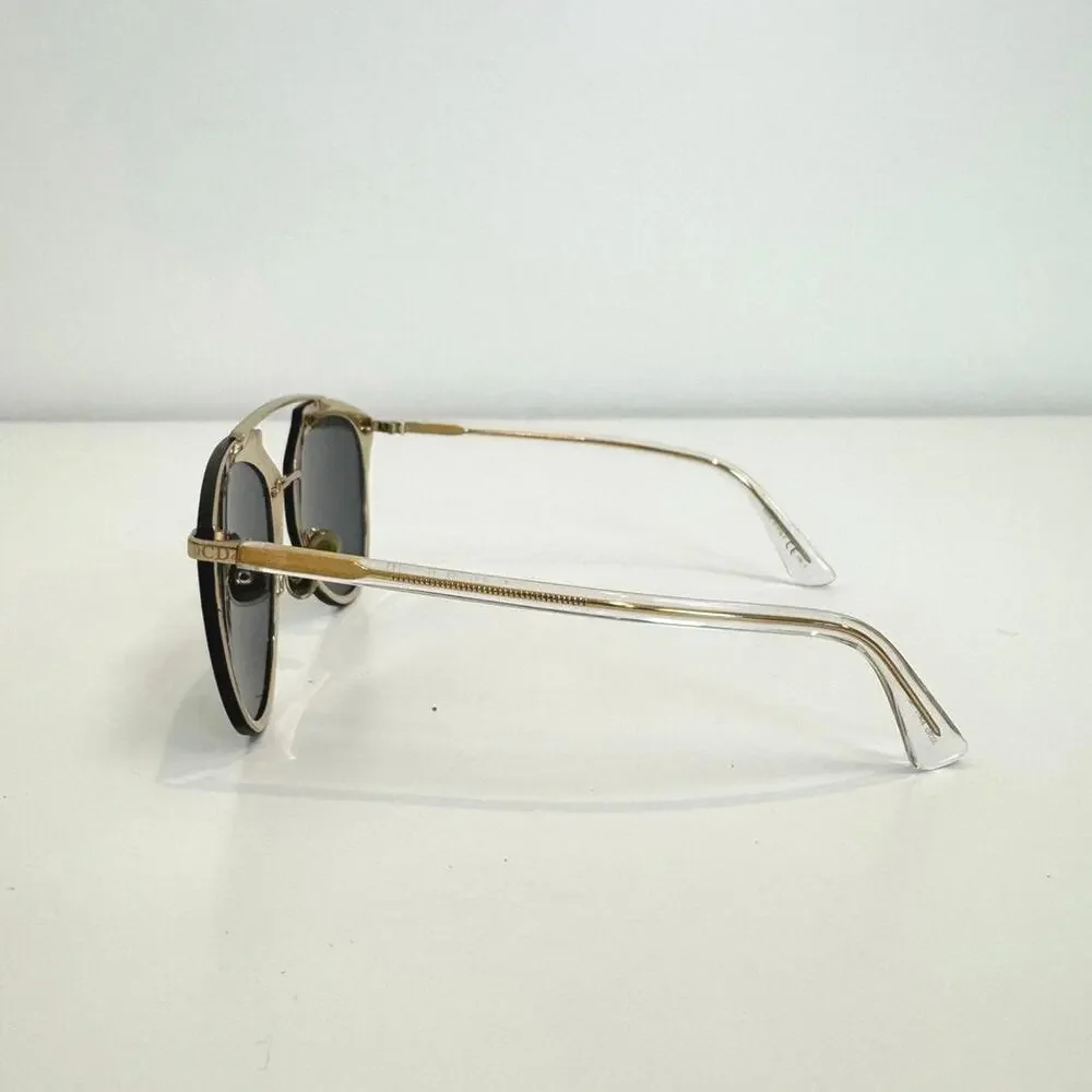 Christian DIOR Reflected Sunglasses Gold Metal Frame with Pink Mirrored Lenses